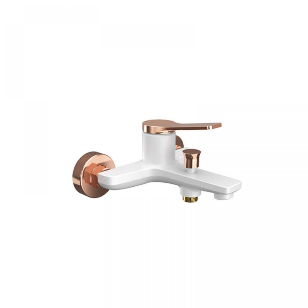 Matte white bathroom faucet with rose gold ANDARE KARAG